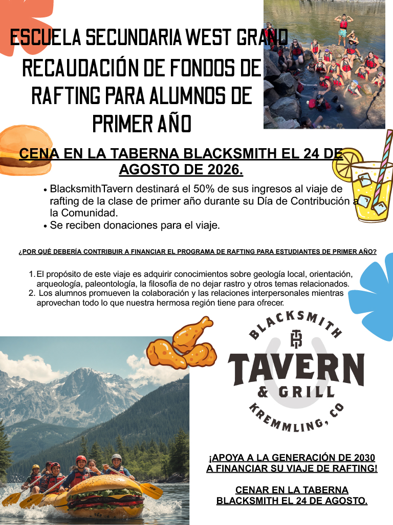 Evento de recaudación de fondos de los estudiantes de primer año: descenso de ríos en balsa